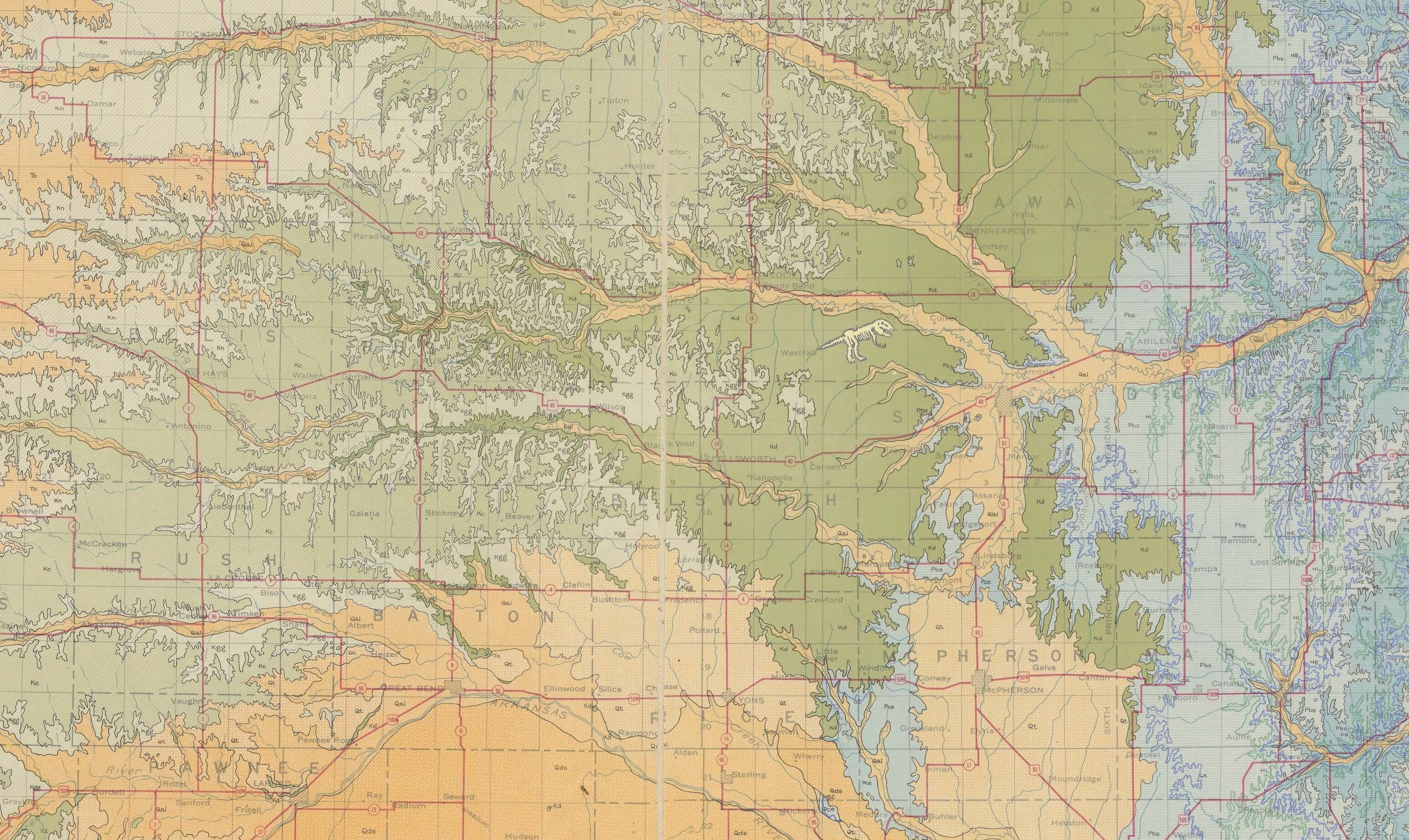 carte géologique Kansas