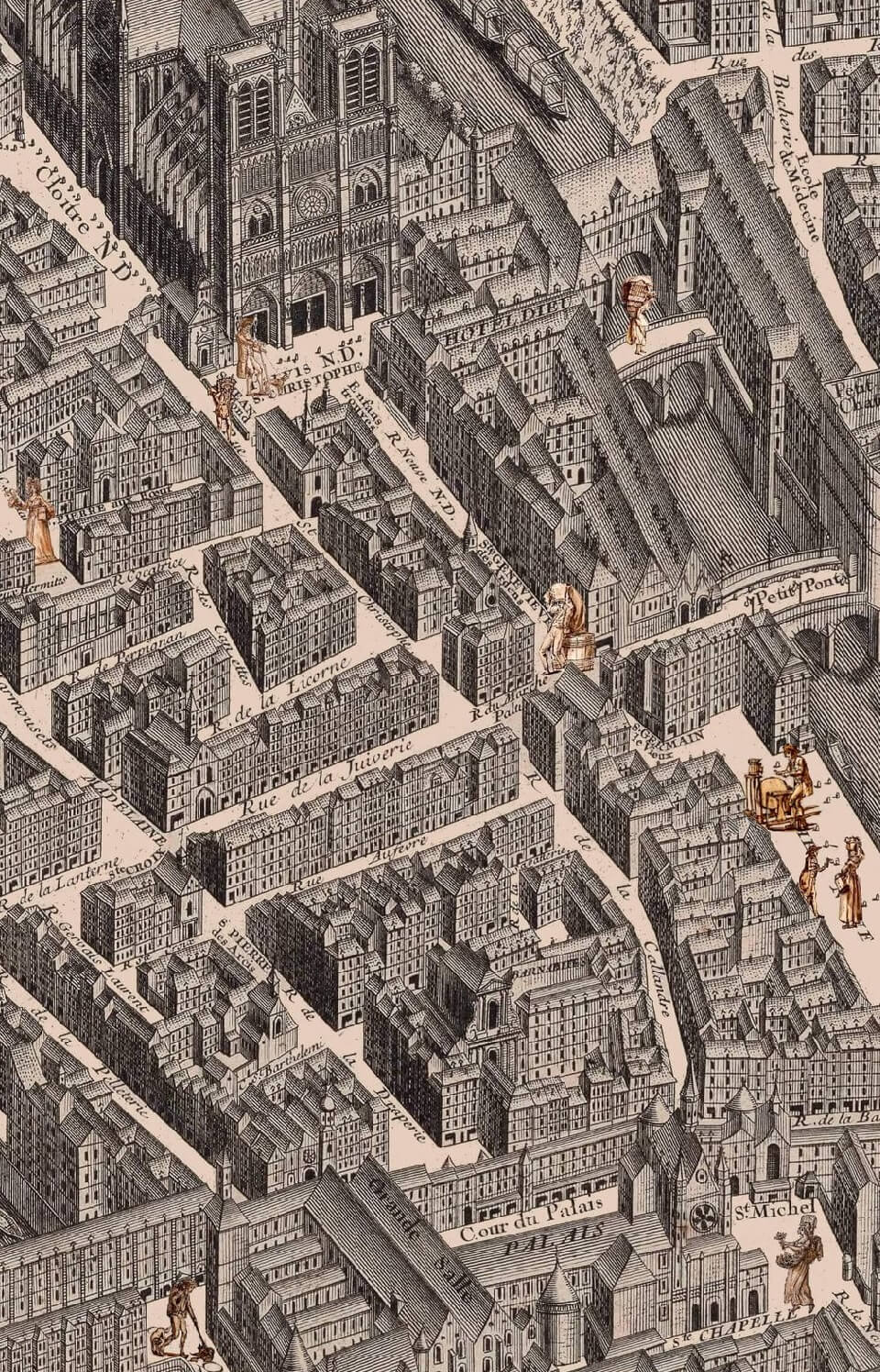 plan de turgot de paris : cathédrale Notre-Dame