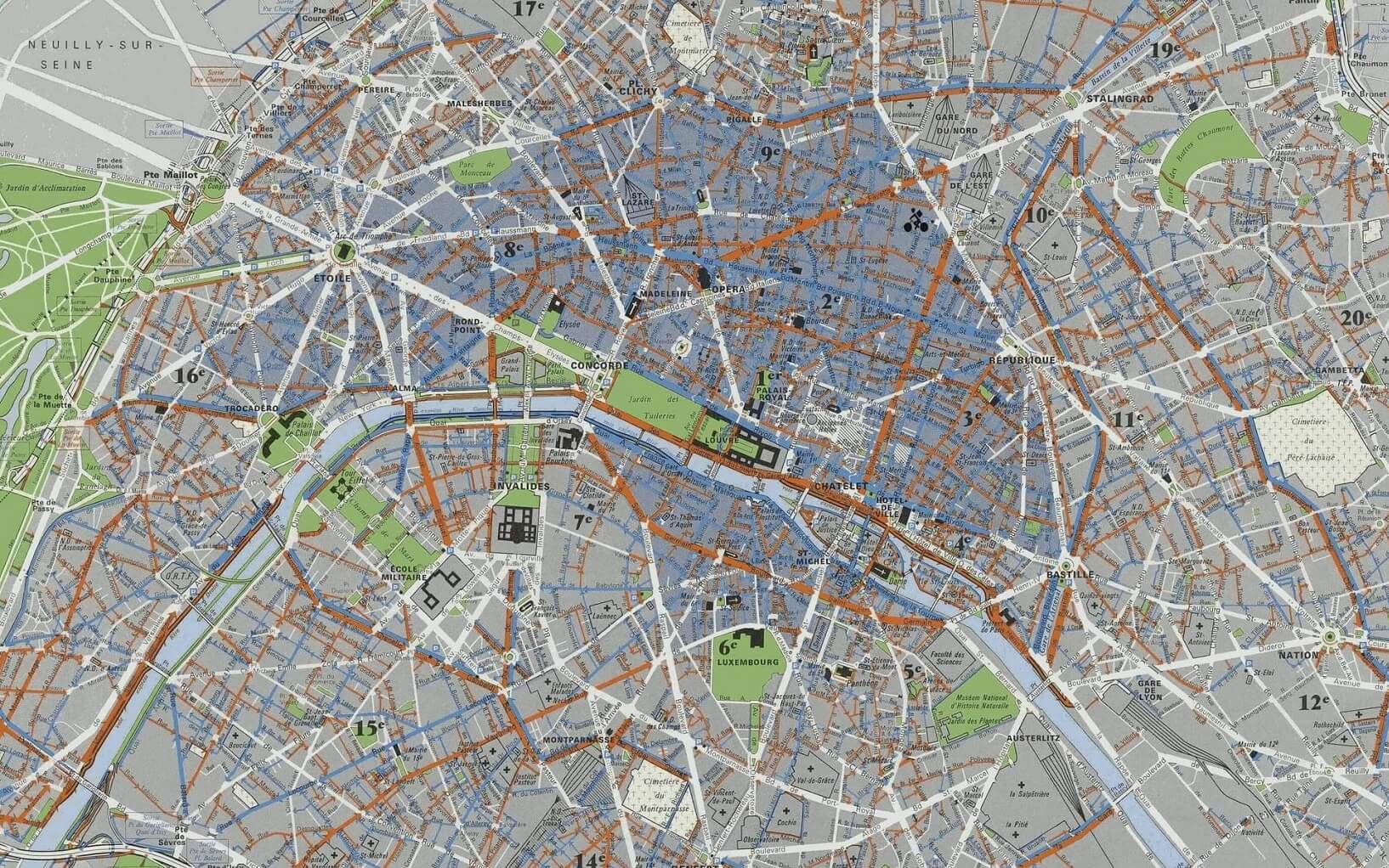 plan des rues : circulation à paris 1973