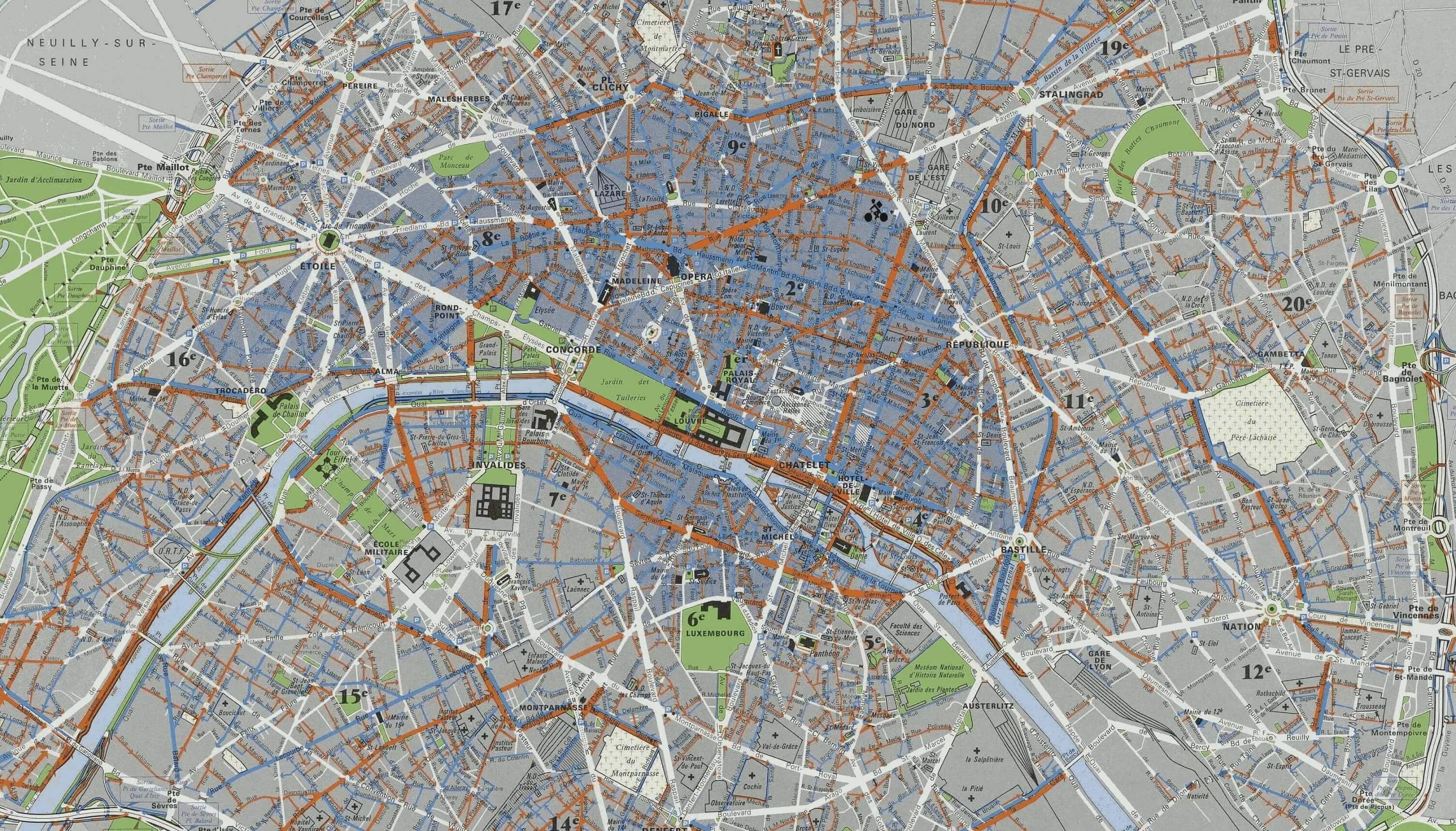 plan des rues : circulation à paris 1973