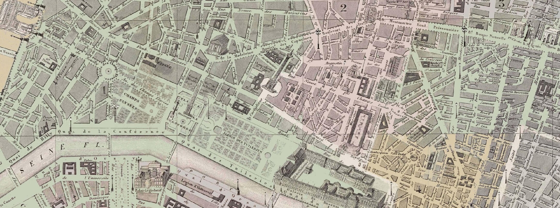 plan de Paris en 1854 et réverbaires