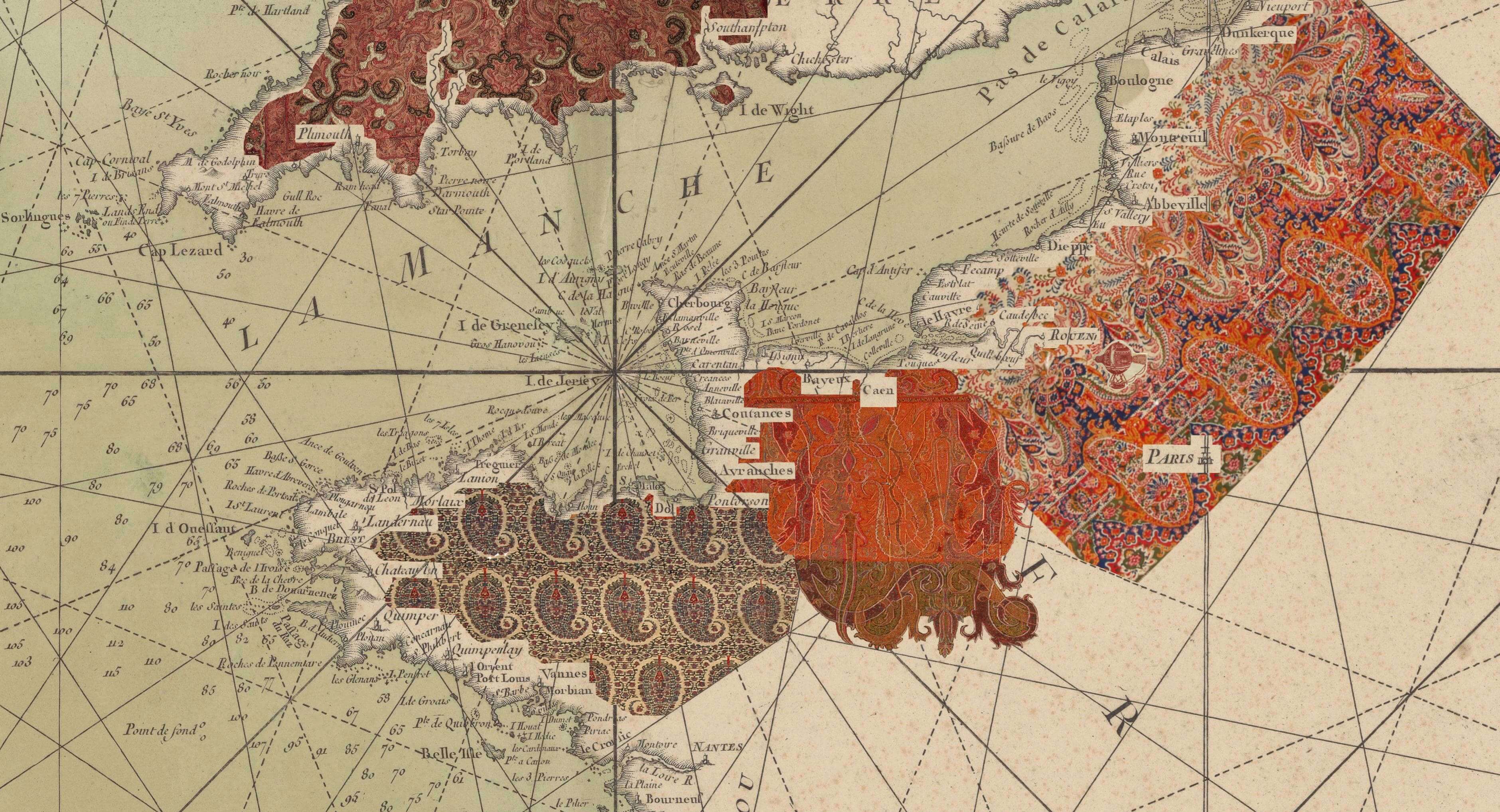 carte de la Manche : Angleterre et Normandie